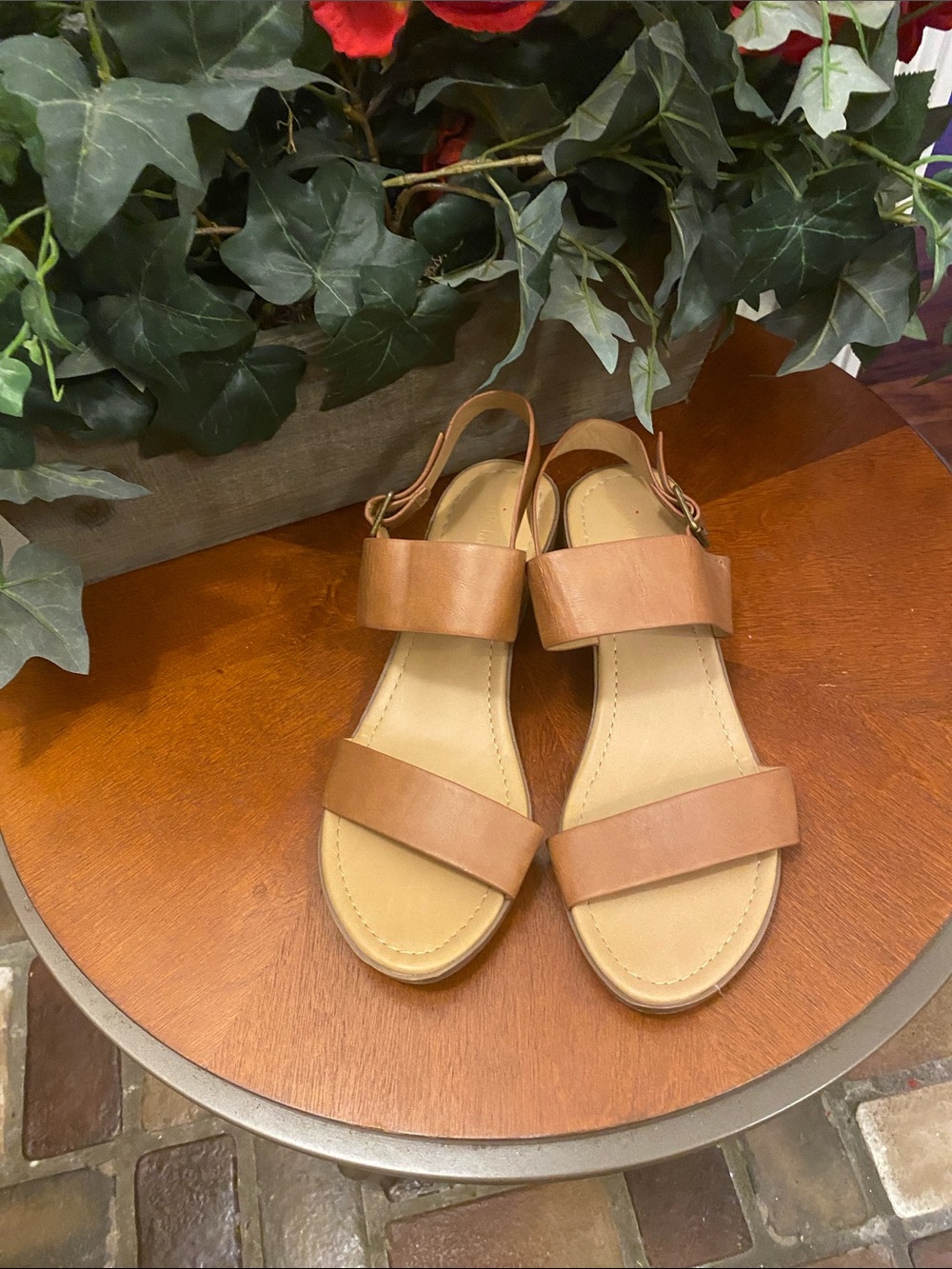 Cityclassified Brown Two-Strap Slingback Sandals